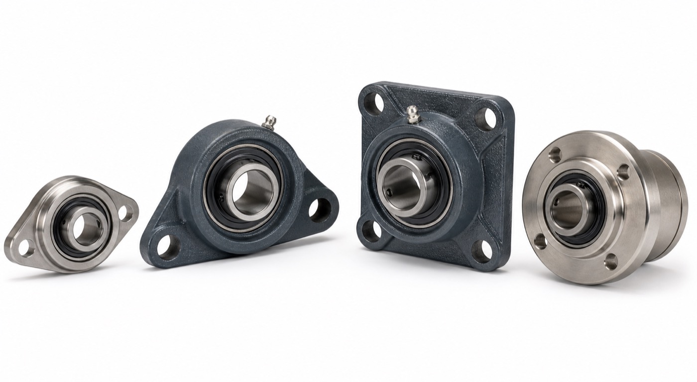 Flange bearing types including flanged ball bearing two bolt flange unit four bolt flange unit and round flange unit