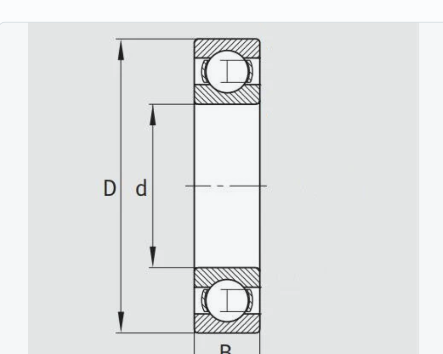 Deep groove ball bearing technical drawing