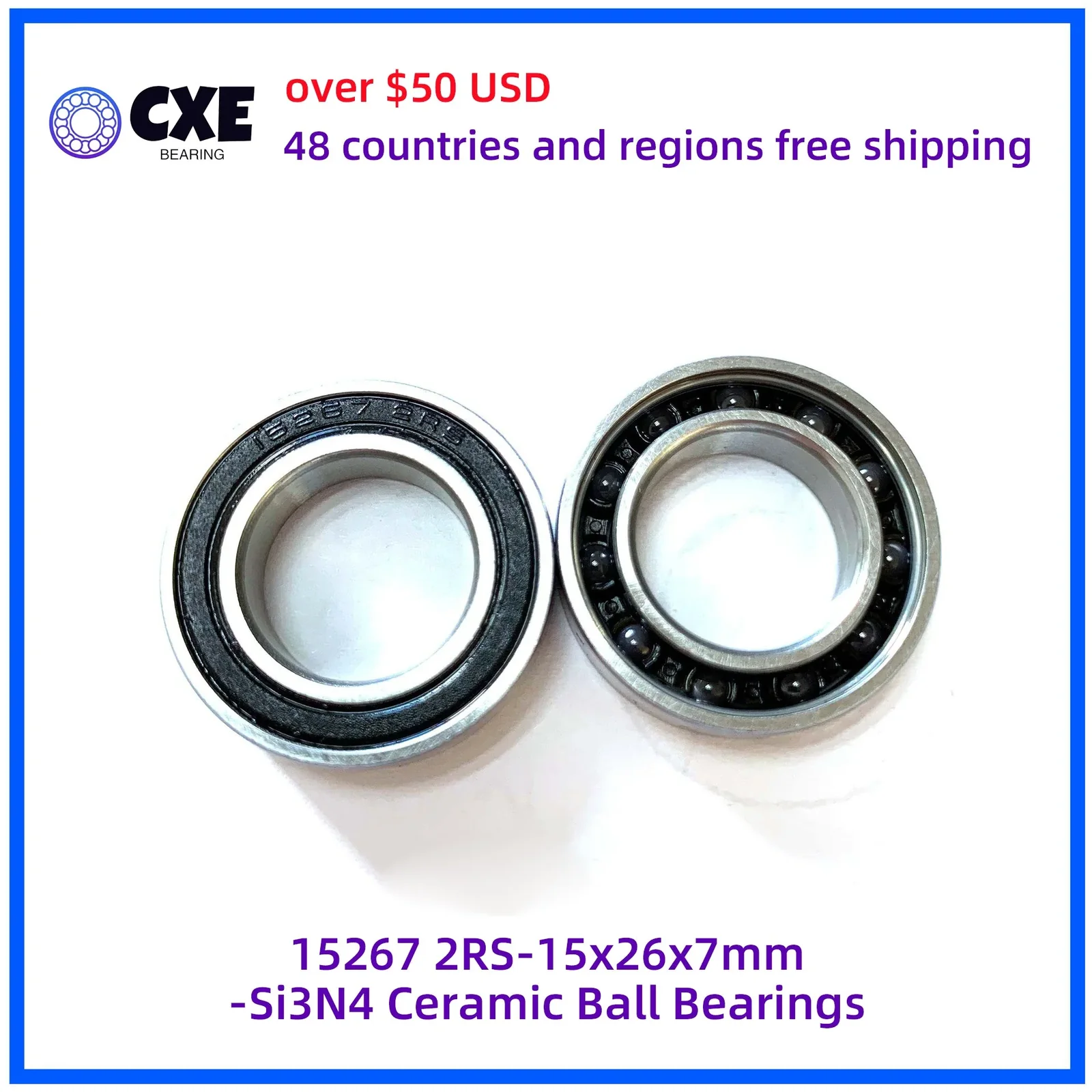 15267 2RS – 15x26x7mm Si3N4 Ceramic Ball Bearing for Bicycle Hubs
