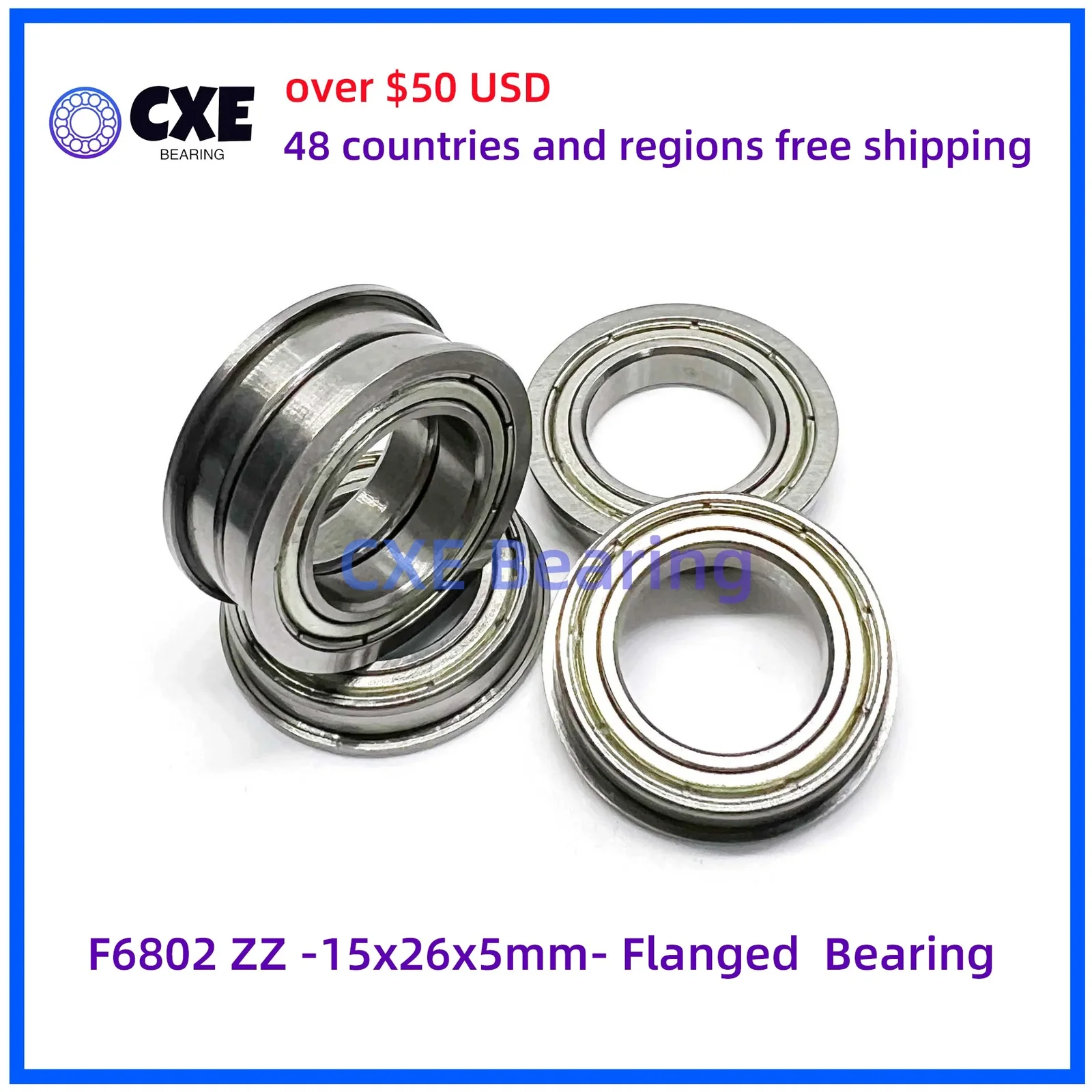 F6802 ZZ -15x26x5mm- Flanged Bearing