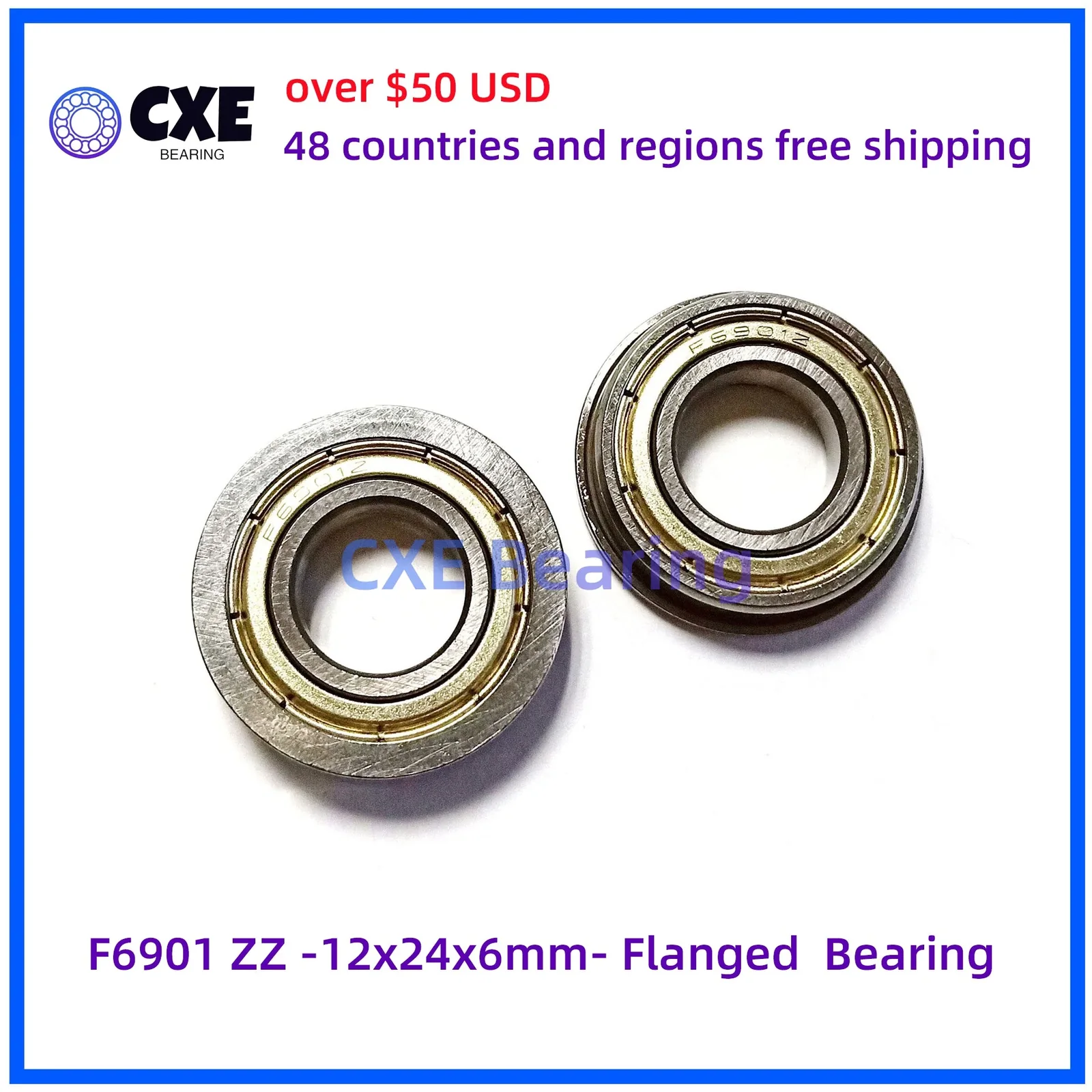 F6901 ZZ -12x24x6mm- Flanged Bearing