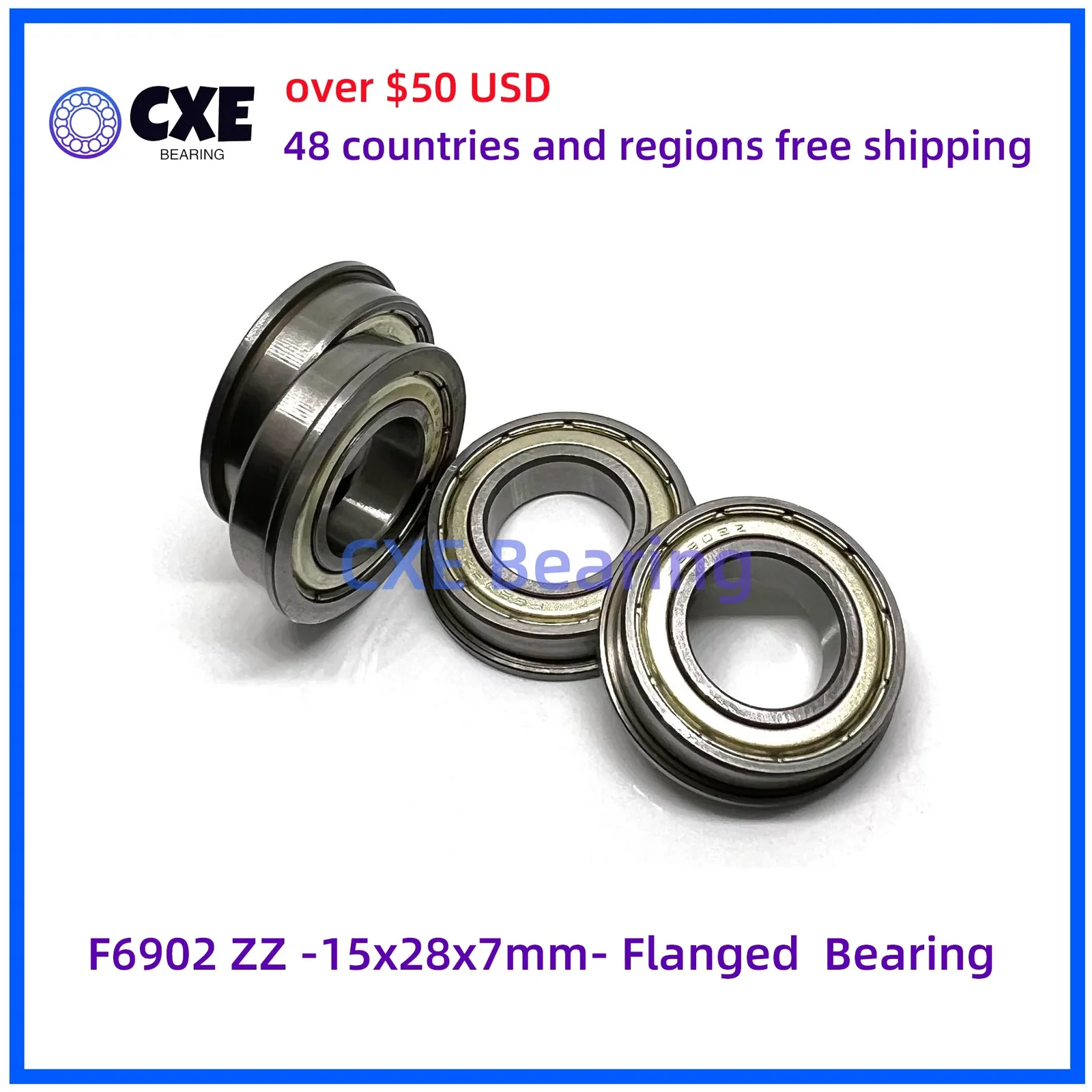 F6902 ZZ -15x28x7mm- Flanged Bearing