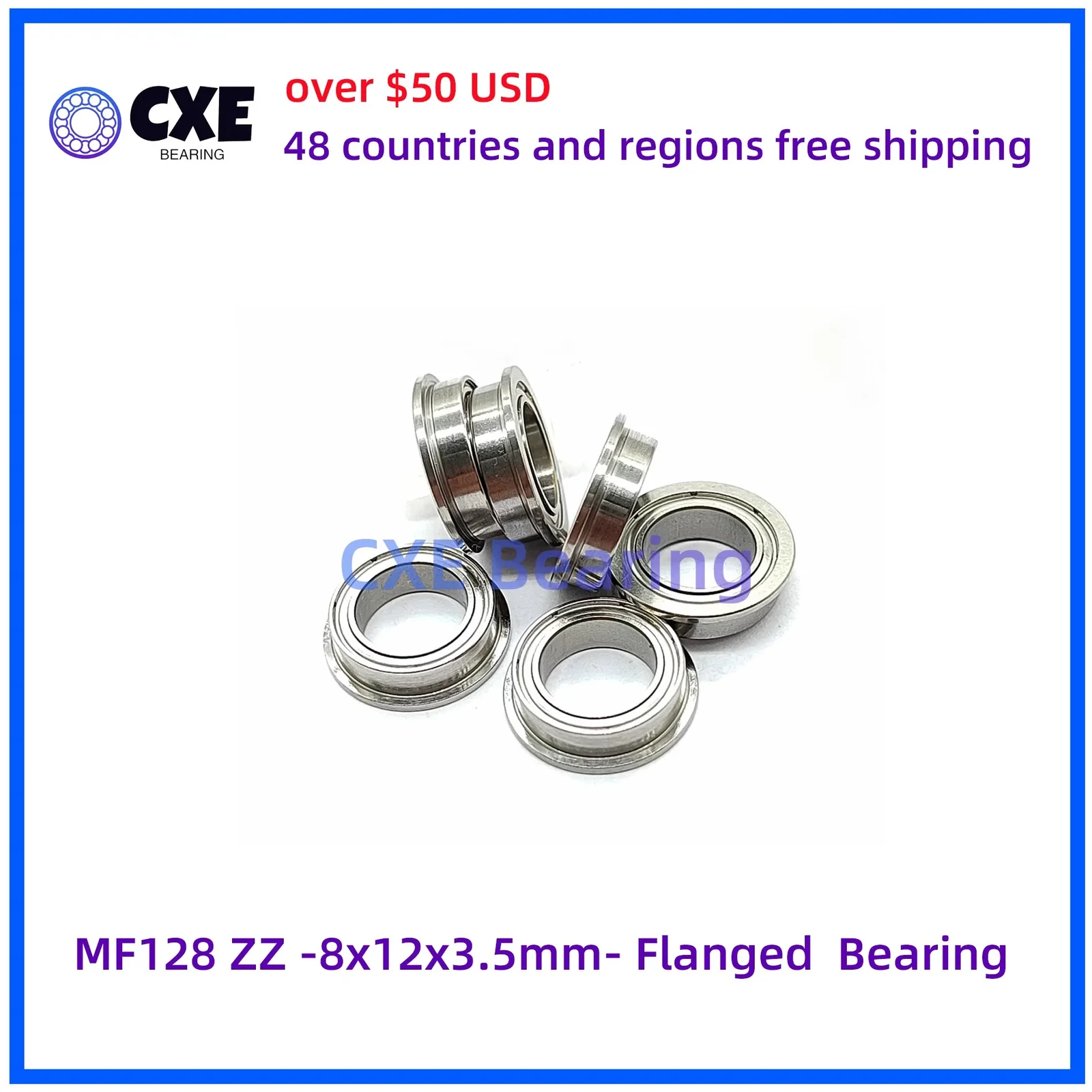 MF128 ZZ -8x12x3.5mm- Flanged Bearing