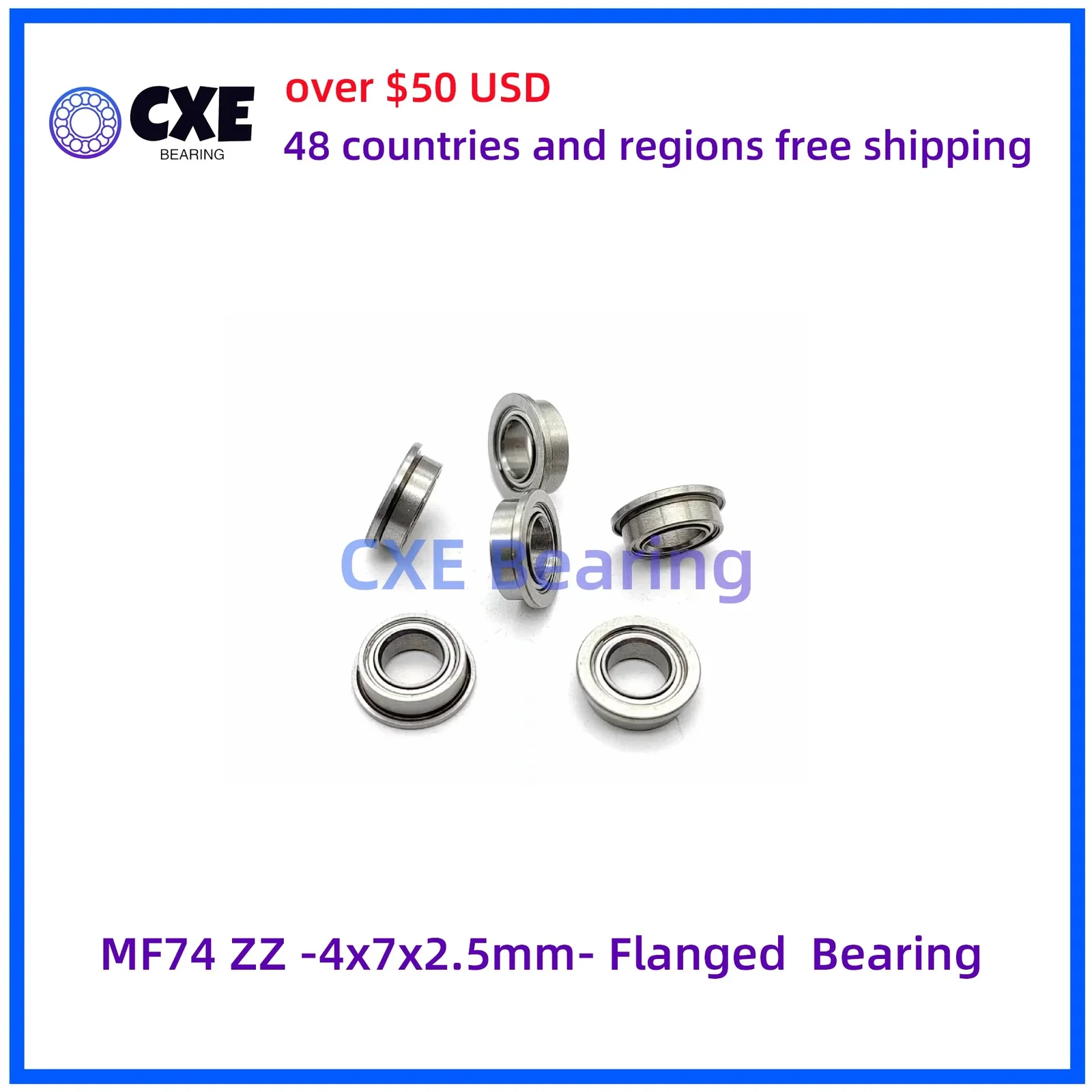 MF74 ZZ -4x7x2.5mm- Flanged Bearing