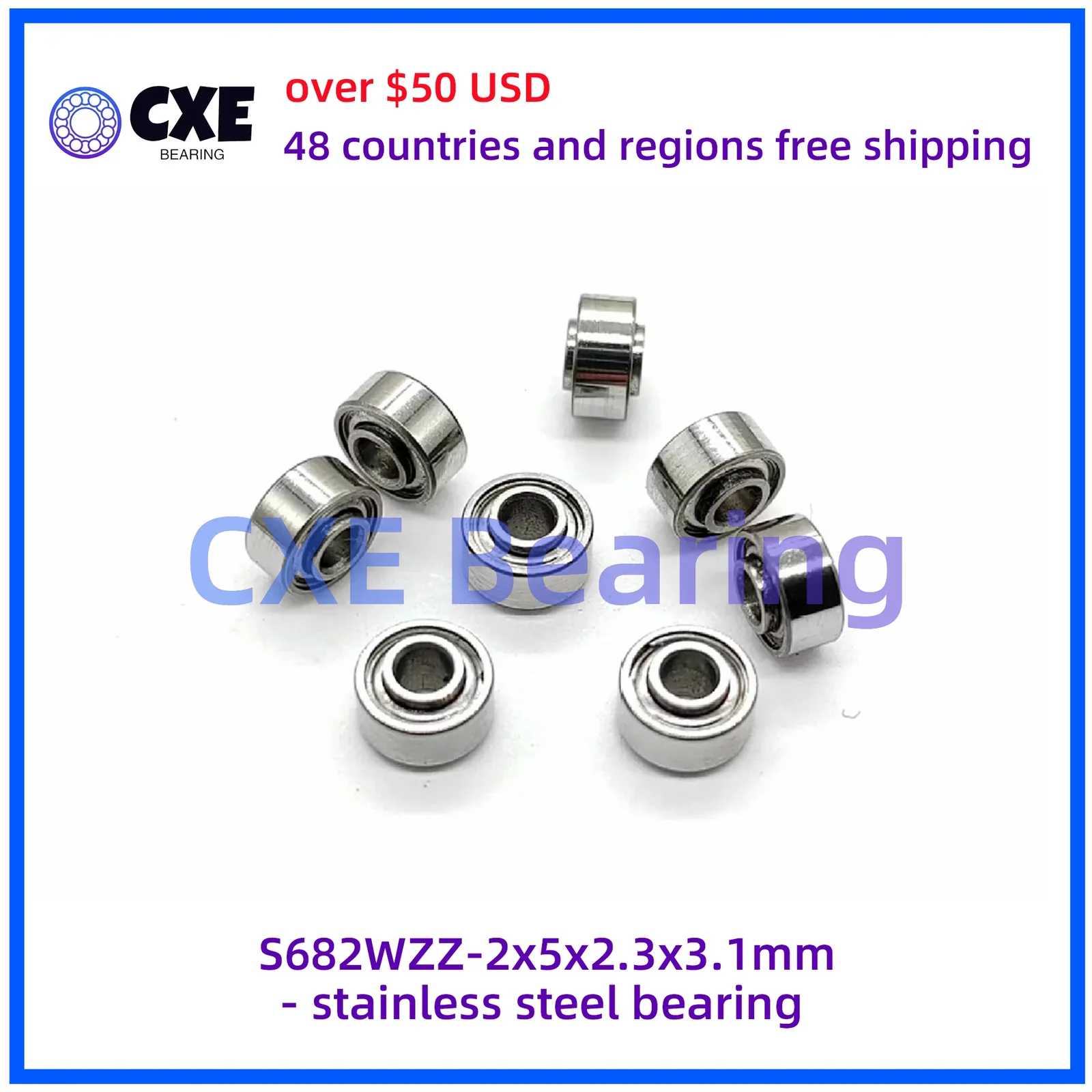 S682WZZ-2x5x2.3x3.1mm- stainless steel bearing