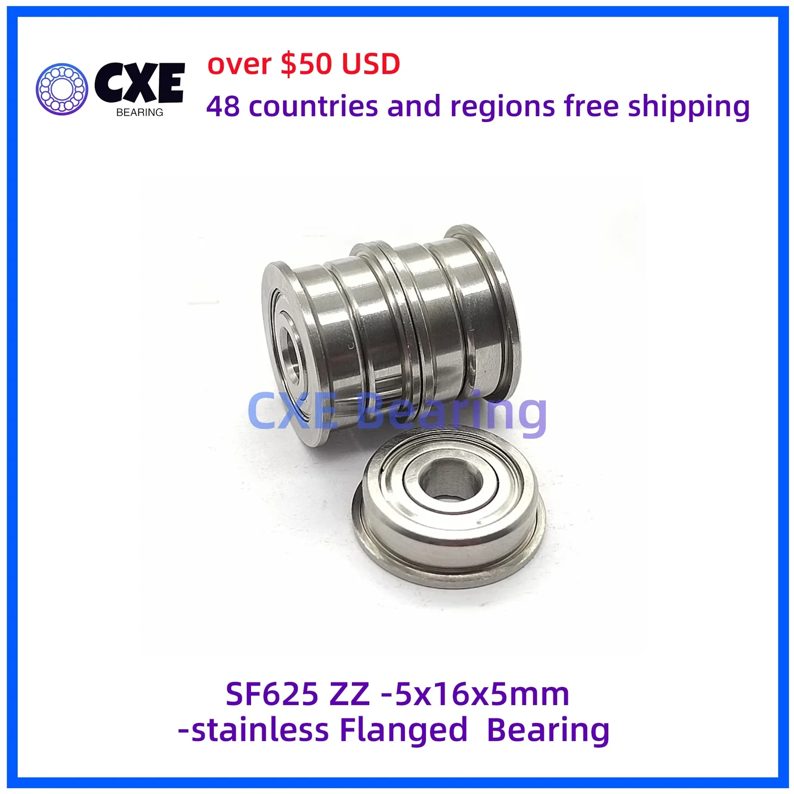 SF625 ZZ -5x16x5mm-stainless Flanged Bearing