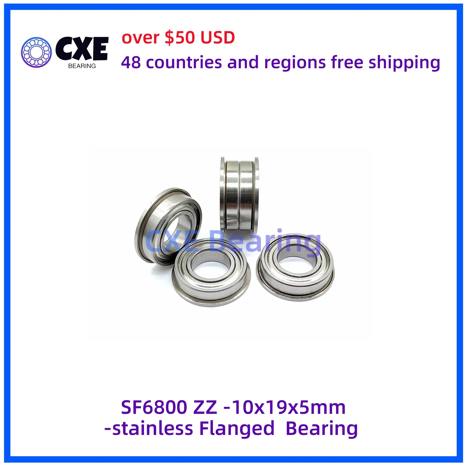 SF6800 ZZ -10x19x5mm-stainless Flanged Bearing