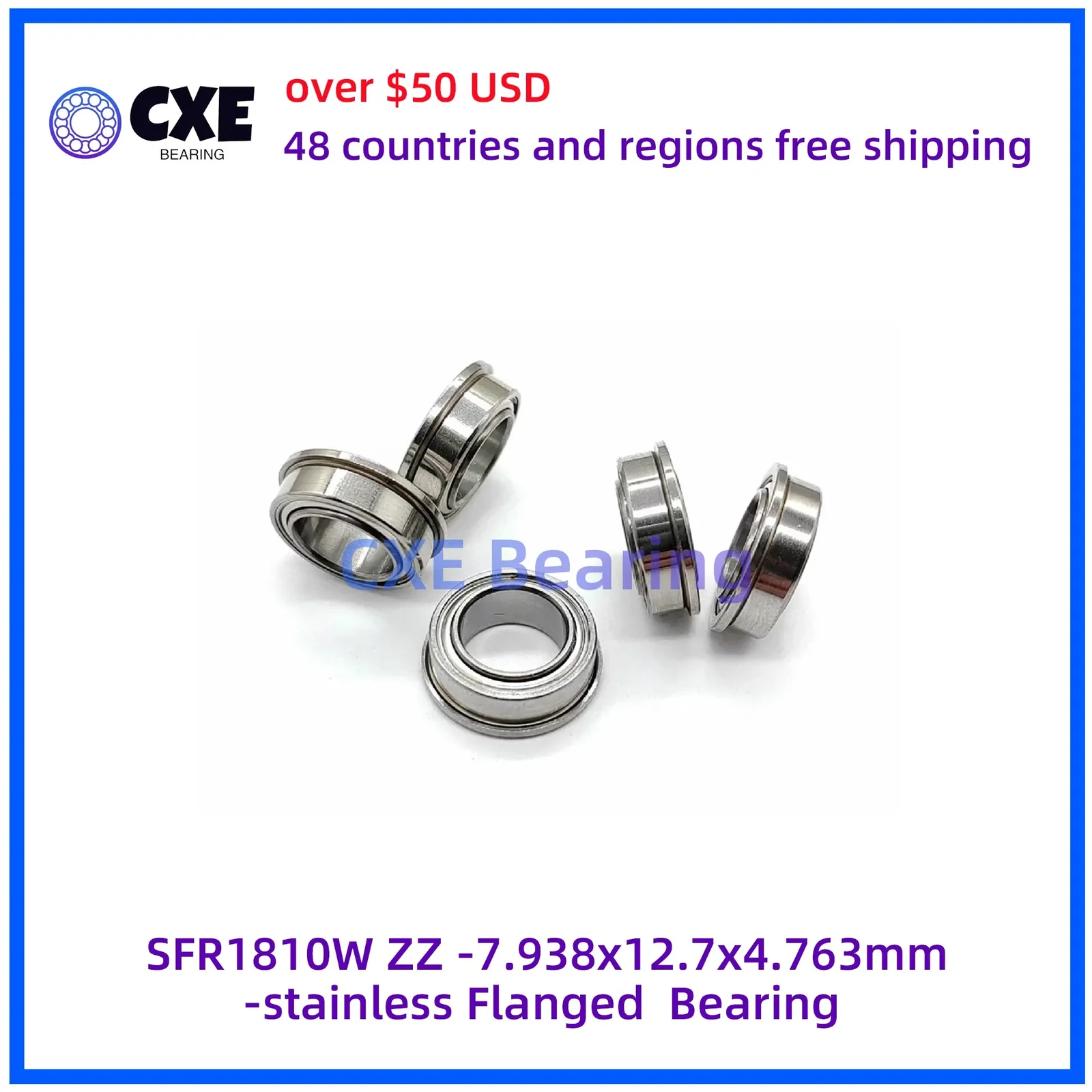 SFR1810W ZZ -7.938x12.7x4.763mm-stainless Flanged Bearing
