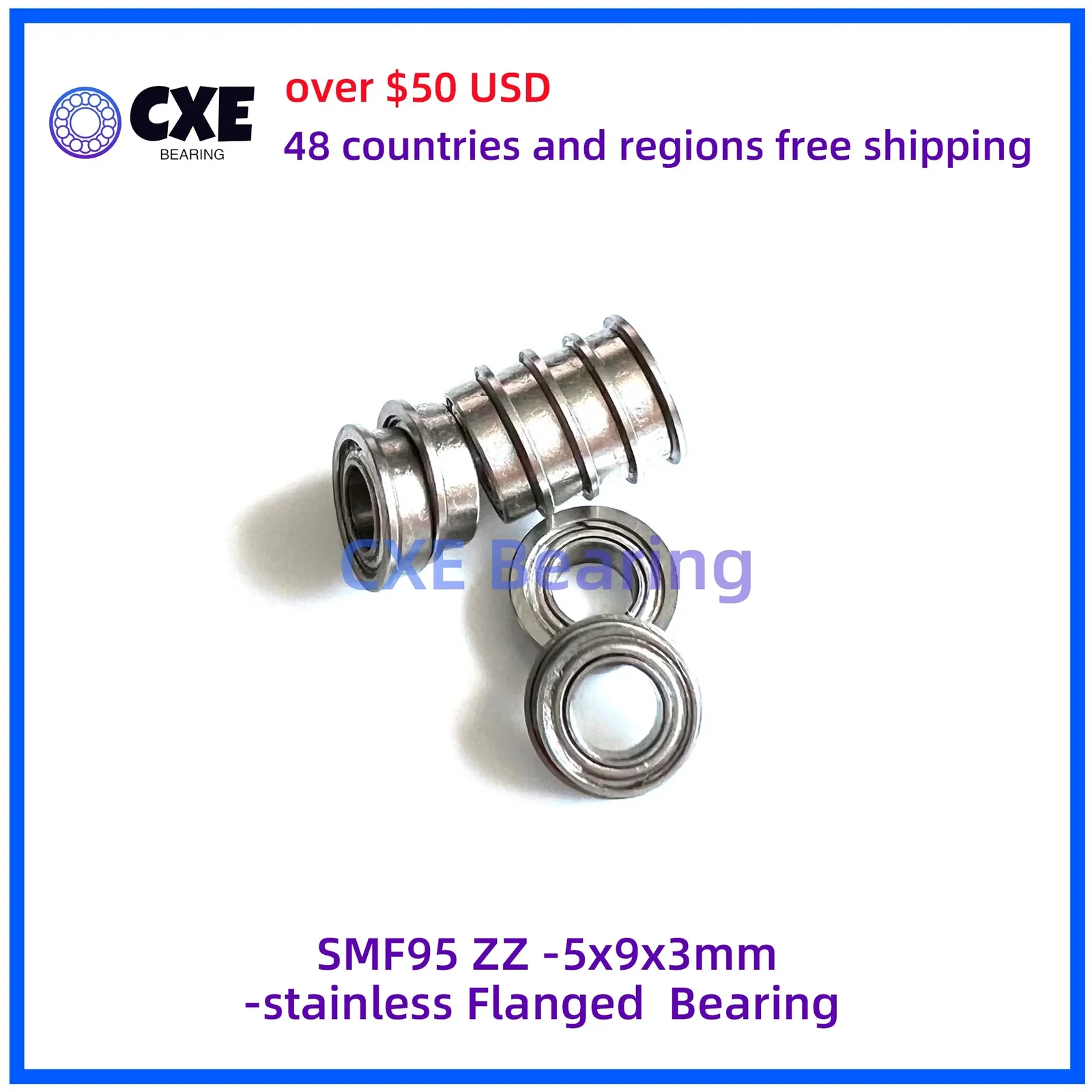 SMF95 ZZ -5x9x3mm-stainless Flanged Bearing